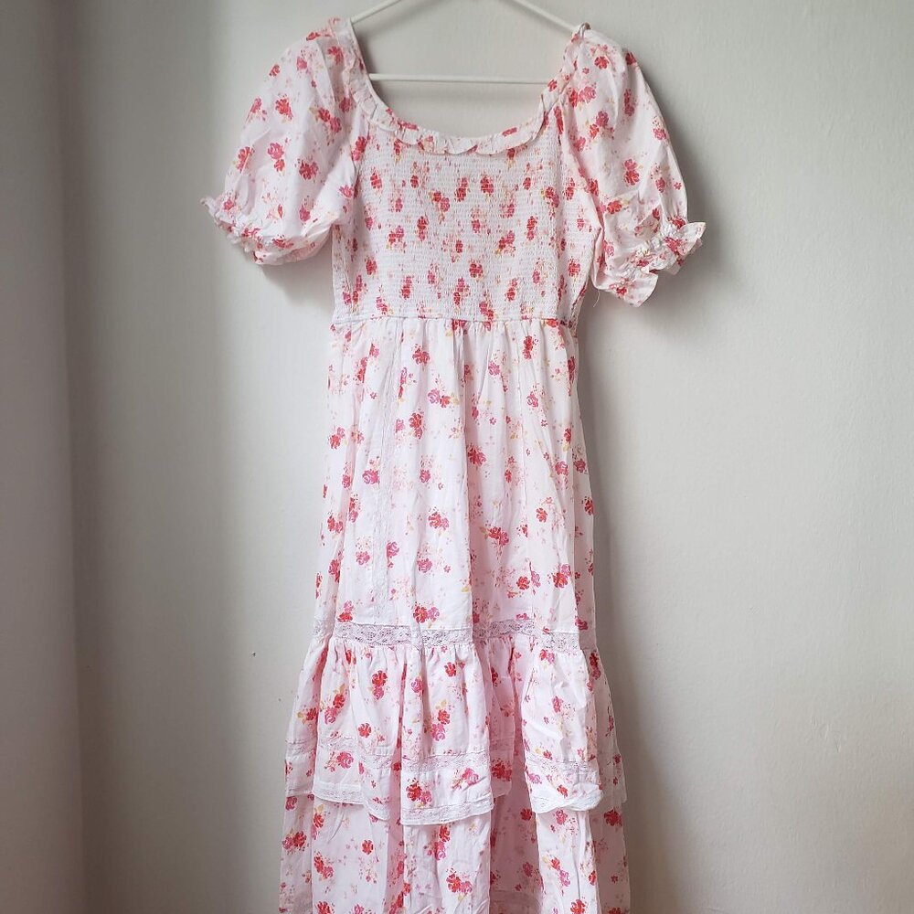Love Shack Fancy X Target Cosette Smocked Floral Tiered Midi Dress Size S